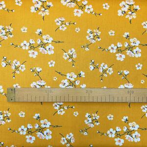 Ervi bavlna š.240 cm - květiny na hořčici - 25732-21, metráž