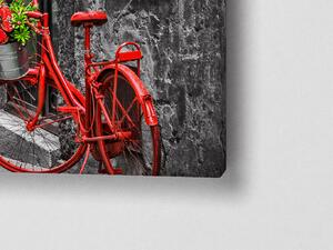 Liox Obraz červené kolo v uličce Rozměr: 40 x 25 cm