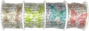 Sada 4x Stuha organzová Garden Poem - Natural Cream, Pea Green, Turquoise Blue and Soft Rose 4 x 40mm x 2m (10,-Kč/m)