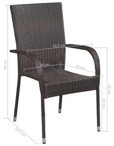 Stohovatelné zahradní židle 2 ks polyratan hnědé