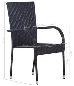 Stohovatelné zahradní židle Gentry - 2 ks - polyratan | černé