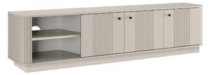 Moderní RTV skříňka Vesper 3D 187 cm na soklu - kašmír / černé úchyty