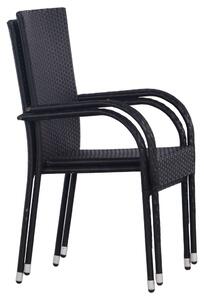 Stohovatelné zahradní židle Gentry - 2 ks - polyratan | černé