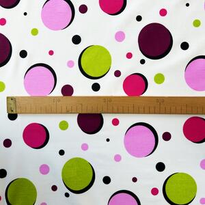 Ervi bavlna š.240 cm - barevné kruhy zelené a růžové - 5479-4