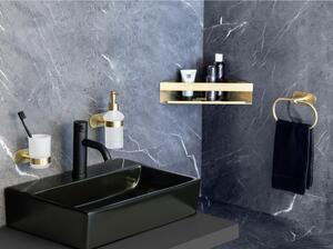 Rohová samodržící koupelnová polička z nerezové oceli ve zlaté barvě Genova – Wenko