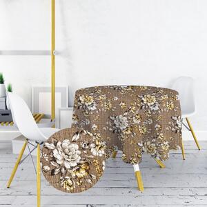 Ervi bavlněný ubrus na stůl kulatý - květy č.25047-40