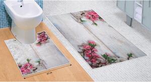 Bellatex Sada koupelnových předložek Květ růžová 3D, 60 x 100 cm, 50 x 60 cm