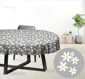 Ervi bavlněný ubrus na stůl oválný - květinky na šedém - 26186-1