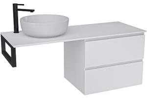Koupelnová skříňka Carole - bílá matná + deska pod umyvadlo Navira Slim - 18 mm + konzole černá - 120x46x49,8 cm