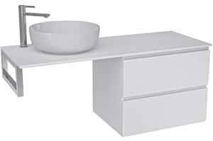 Koupelnová skříňka Carole - bílá matná + deska pod umyvadlo Navira Slim - 18 mm + konzole chrom - 120x46x49,8 cm