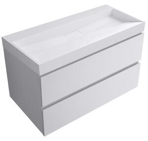 Koupelnová skříňka Carole - bílá matná + umyvadlo z lit. mramoru Vita - bílá lesklá - 100x58x46 cm