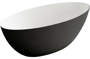 Vana z litého mramoru Emilia - volně stojící - černá matná/bílá matná - 180x85x55 cm