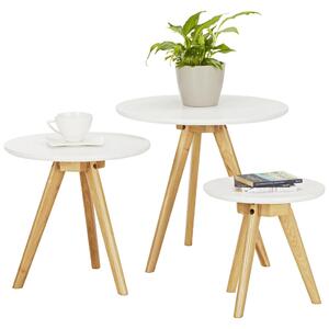 SADA STOLKŮ, hnědá, bílá, dřevo, 45/50/45/50/40/40 cm Modern Living - Konferenční stolky