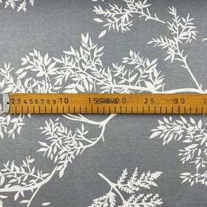Bavlněná látka bílé větvičky na šedém č.1868-1- šířka 240cm, metráž -