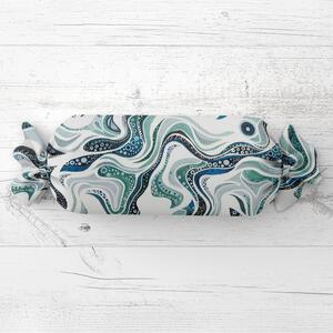 Biante Polštář válec bonbon Sandra SA-587 Modro-zelené designové vlnky na mintovém 15x40 cm