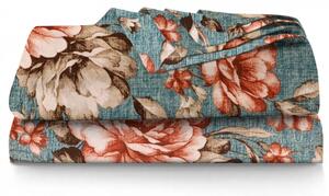 Ervi bavlněné prostěradlo - květy na tyrkysovém