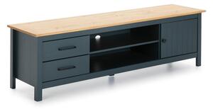 Tmavě modrý TV stolek z borovicového dřeva 158x47 cm Miranda – Marckeric