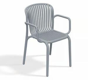Brene Stohovatelná židle s područkami, 53 × 57,5 × 82,5 cm, plast, světle šedá