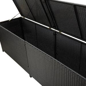 Zahradní úložný box Viano - polyratan - černý | 200x50x60 cm