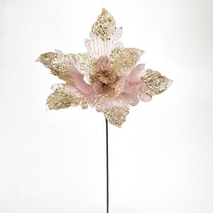 Vánoční třpytivá květina růžová, 50 x 32 cm