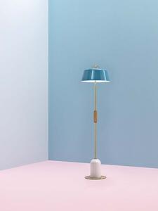 Il Fanale N9G3FO Bon Ton, stojací lampa z mosazi, dřeva, bílá základna, modré stínítko, 3x10W E14, výška 155,7cm