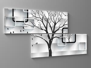 Liox Černobílý abstraktní obraz strom Rozměr: 80 x 40 cm