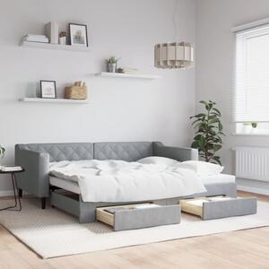 Válenda s přistýlkou a zásuvkami světle šedá 90 x 190 cm textil 3197472