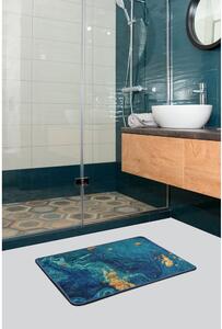 Modrá/ve zlaté barvě koupelnová předložka 60x40 cm Marbling - Foutastic