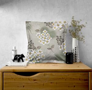 Ervi povlak na polštář bavlněný s lemem - bílé květinky