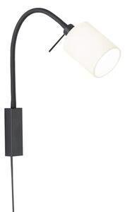 Fischer Honsel 30393 MAUI - Nástěnná čtecí lampička s textilním bílým stínidlem, 1 x E14, vypínač na kabelu (Elegantní nástěnná lampa na čtení nejen do ložnice nad postel s kabelem do zásuvky)