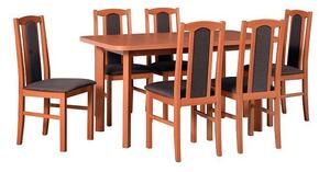 MILÉNIUM 3 Jídelní set, stůl + 6 židlí, olše/látka tmavě hnědá