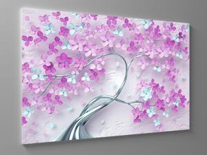 Liox Stříbrný strom s růžovými květy Rozměr: 60 x 40 cm