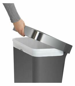 Pedálový odpadkový koš Simplehuman – 45 l, kapsa na sáčky, obdélníkový, šedý plast / nerez
