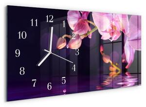 Skleněné hodiny horizontální Orchidej zsppb-60x30-00295283