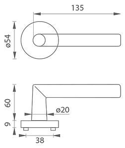 Dveřní kování MP Favorit - R (BS - ČERNÁ MATNÁ), klika-klika, Bez spodní rozety, MP BS (černá mat)
