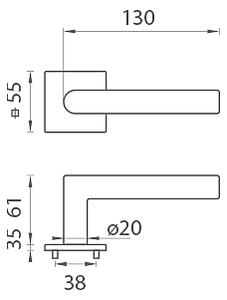 Dveřní kování MP - FAVORIT - HR 3SM (BN - BROUŠENÁ NEREZ), klika-klika, Bez spodní rozety, MP BN (broušená nerez)