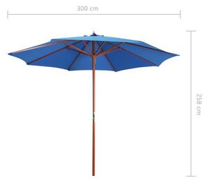 Slunečník Swiss s dřevěnou tyčí - modrý | 300x258 cm