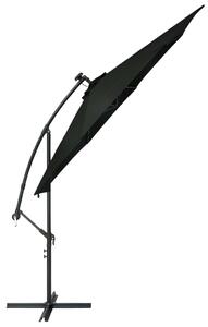 Konzolový slunečník Waldol s LED světly - ocelová tyč - černý | 300 cm
