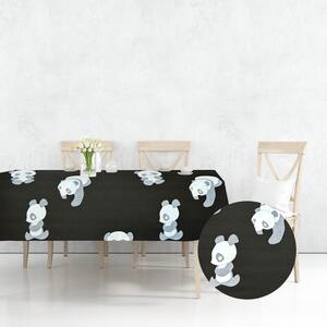 Ervi bavlněný ubrus na stůl obdélníkový - Pandy na černém