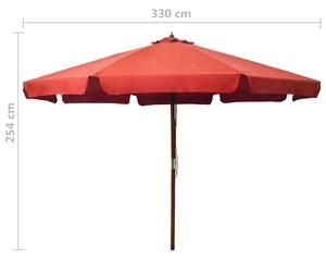 Zahradní slunečník Danger s dřevěnou tyčí - terakotový | 330 cm