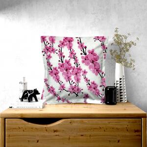 Ervi povlak na polštář bavlněný s lemem - květy sakury