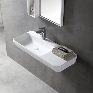 Umyvadlo TWG202 nástěnné i na desku - minerální odlitek - 90 x 40 x 12 - bílá matnáMinerální kompozit - matná bílá - 90 x 40 x 12 cm