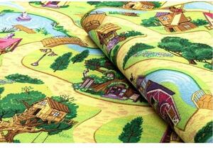 Vopi Dětský koberec Pohádková vesnice, 133 x 133 cm, 133 x 133 cm