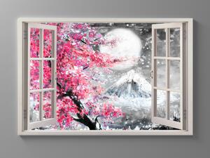 Liox Obraz okno malba sakury Japonsko Rozměr: 100 x 65 cm