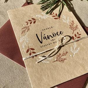 Spring Studio Blahopřání vánoční Větvičky Barva podkladu: hnědý kraftový recyklovaný papír