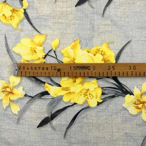 Ervi bavlna š.240cm - žluté květy na šedém - 117374, metráž -