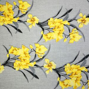 Ervi bavlna š.240cm - žluté květy na šedém - 117374, metráž