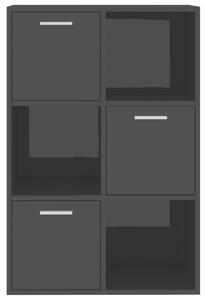 Úložná skříňka Shelby - dřevotříska - černá vysoký lesk | 60x29,5x90 cm