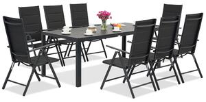 Zahradní nábytek z hliníkového polywoodu s velkým stolem Verona pro 8 osob Black Garden Point
