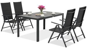 Hliníkový zahradní nábytek z polywoodového dřeva Verona pro 4 osob Garden Point černý